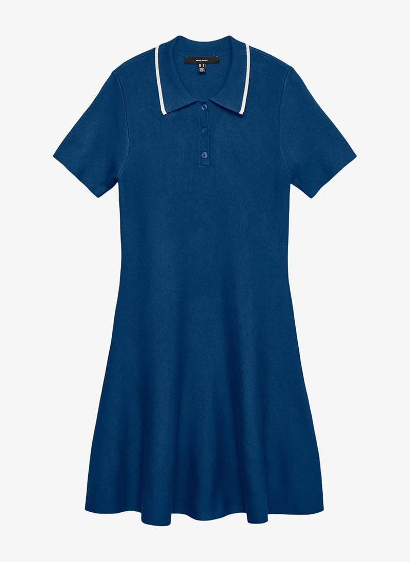 Women's VMWILLOW Short Sleeve Poloneck Short Skater Dress