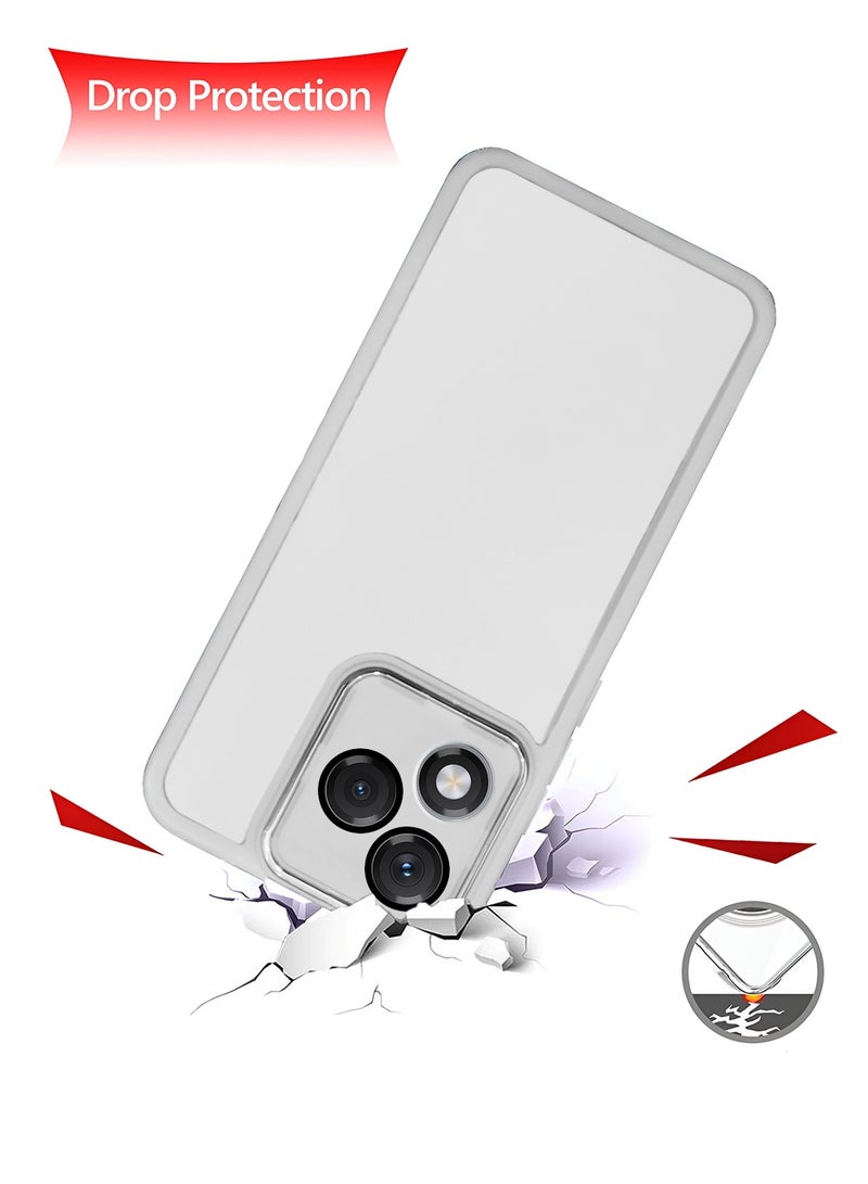 Wtech Honor 400 Lite 5G 2025 Soft Transparent TPU Camera Protection Silicone Ultra Thin Phone Stylish Electroplated Camera Border Back Case Cover - White - Image 4