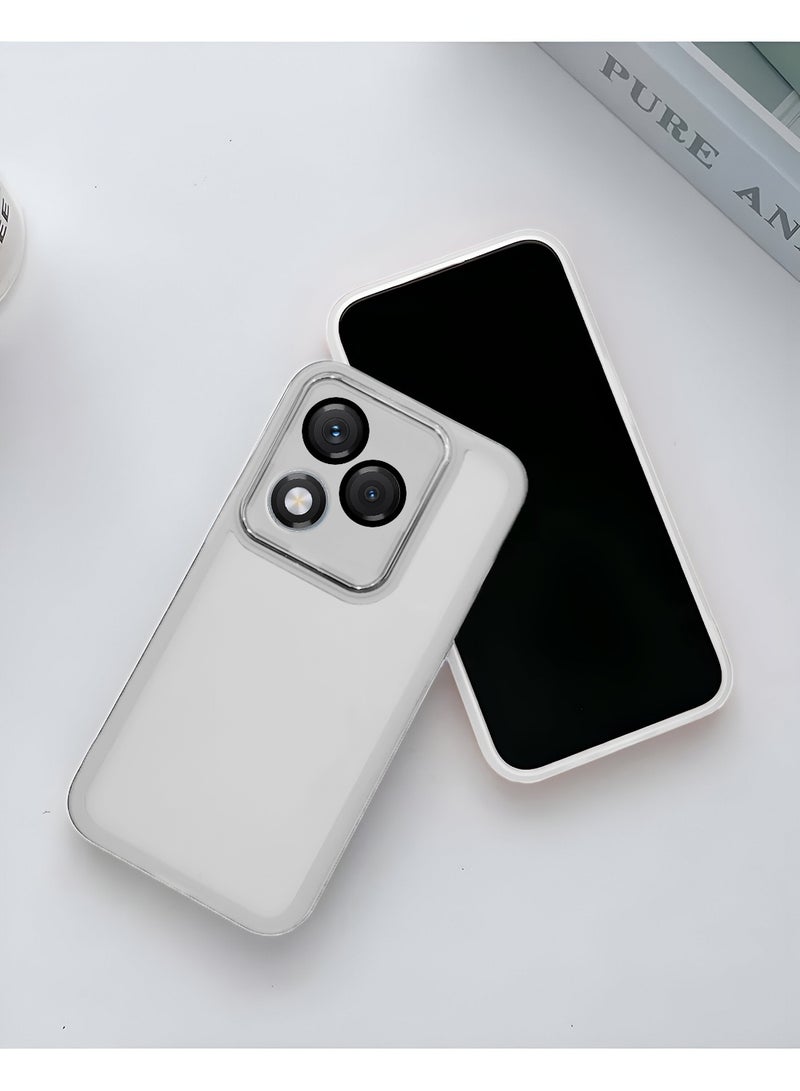 Wtech Honor 400 Lite 5G 2025 Soft Transparent TPU Camera Protection Silicone Ultra Thin Phone Stylish Electroplated Camera Border Back Case Cover - White - Image 2