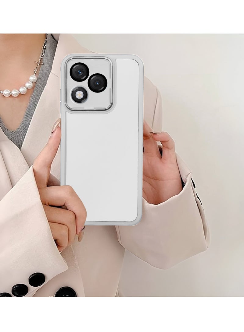 Wtech Honor 400 Lite 5G 2025 Soft Transparent TPU Camera Protection Silicone Ultra Thin Phone Stylish Electroplated Camera Border Back Case Cover - White - Image 3