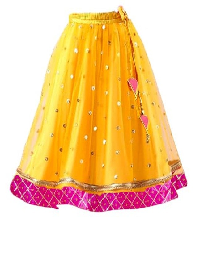 HIBA CREATIONS Baby Girl Yellow and Pink Embriodary lehenga Heartshape Choli 6-12 Months - Image 2