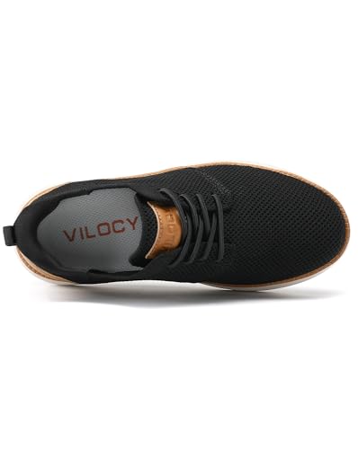 VILOCY Boy's Slip On Casual Dress Sneaker Hands Free Fashion Shoes Comfortable Oxfords Mesh Tennis Breathable School Uniform Formal Church Shoes Black,38 - Image 3