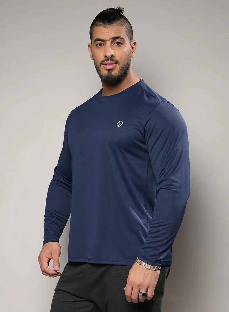 Instafab Plus Instafab Plus Men's Navy Blue Basic Activewear T-Shirt For Casual Wear | Crew Neck | Short Sleeve | Pull On Closure | Jersey T-Shirt Crafted With Comfort Fit For Everyday Wear