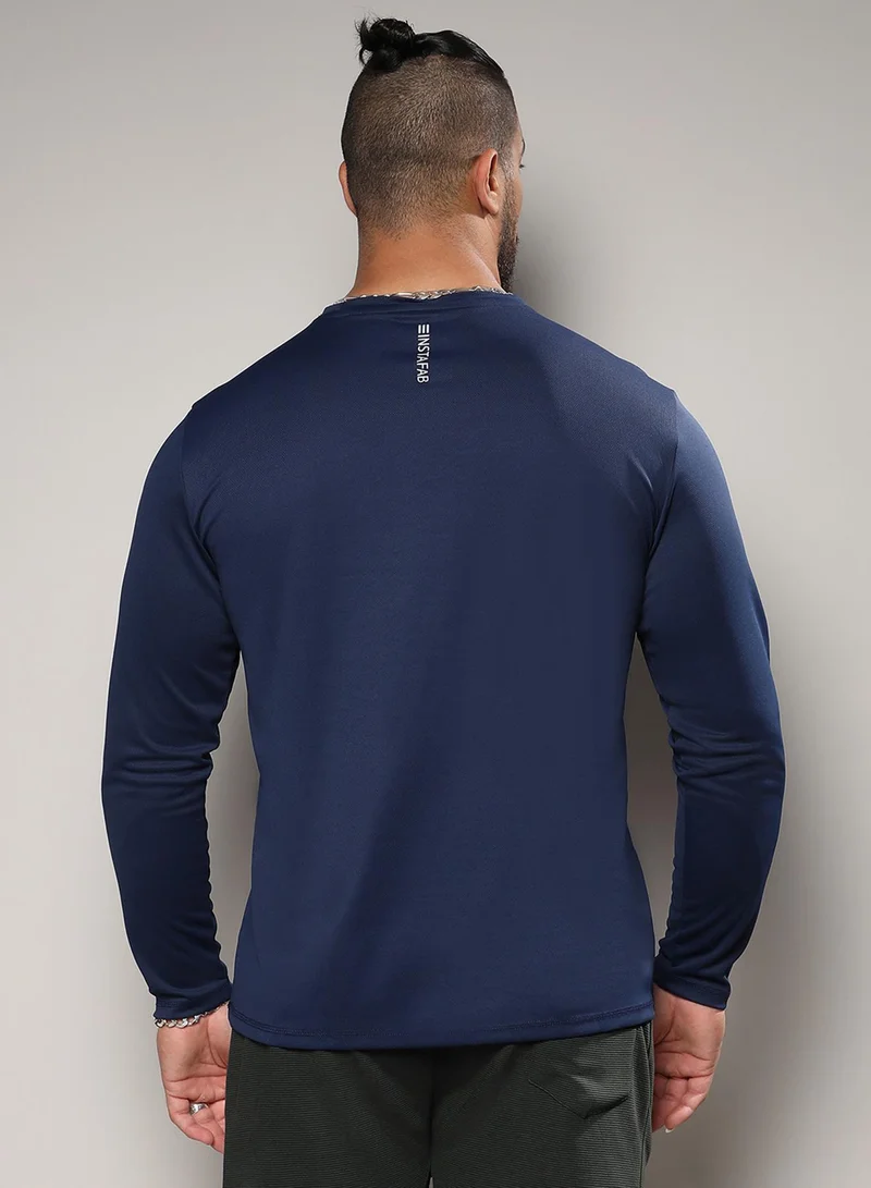 Instafab Plus Instafab Plus Men's Navy Blue Basic Activewear T-Shirt For Casual Wear | Crew Neck | Short Sleeve | Pull On Closure | Jersey T-Shirt Crafted With Comfort Fit For Everyday Wear