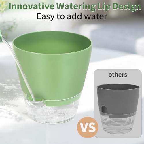 lokeisna 4 Pcs Self Watering Plant Pot , 6 inch Plant Pot with Drainage Hole and Large Capacity Reservoir, Pots for Plants with Saucer, 2 in 1 Indoor Plant Pots indoor Perfect for Living Room, Odorless - Image 4