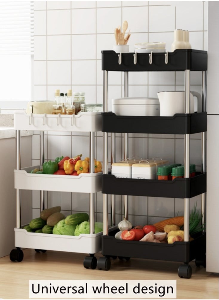Kutis - 4-Tiers Bathroom Kitchen Storage Rack Removable Shelving Black/Silver 35x21x85 cm - Image 1