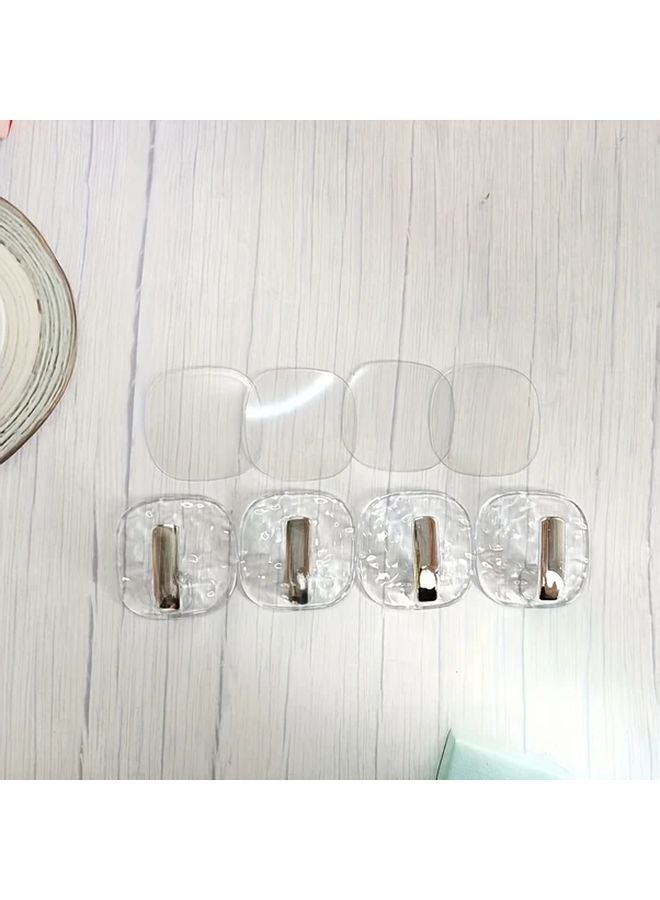 Silvery Heavy Duty Adhesive Wall Hooks 4pcs Double Sided Tape 22lbs Limit - Image 1