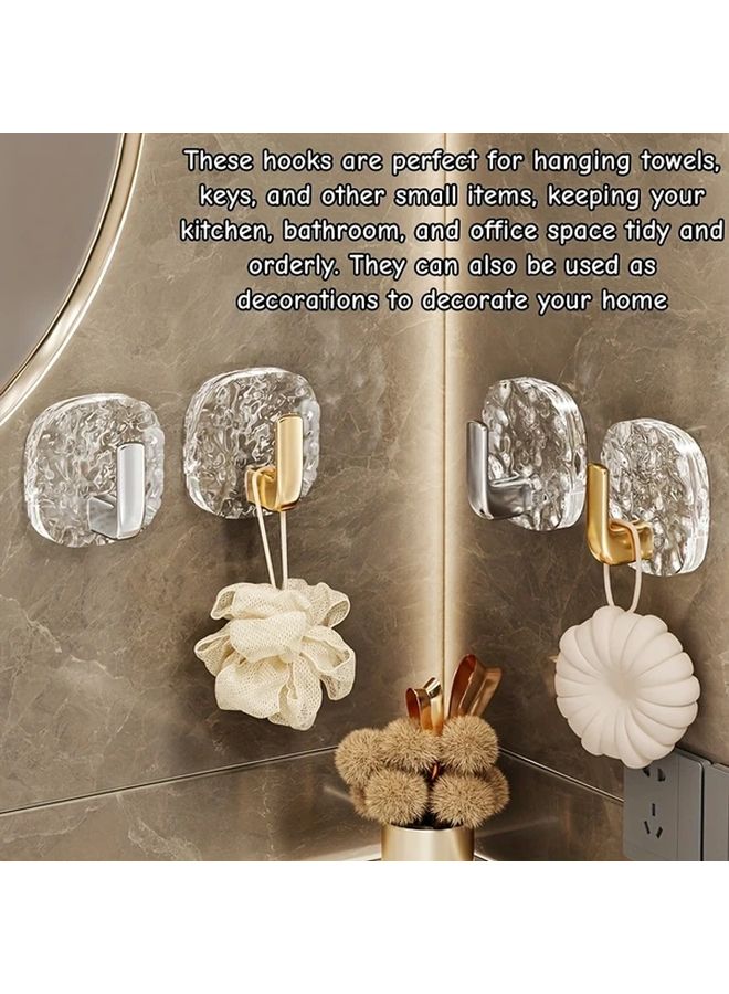 Silvery Heavy Duty Adhesive Wall Hooks 4pcs Double Sided Tape 22lbs Limit - Image 5