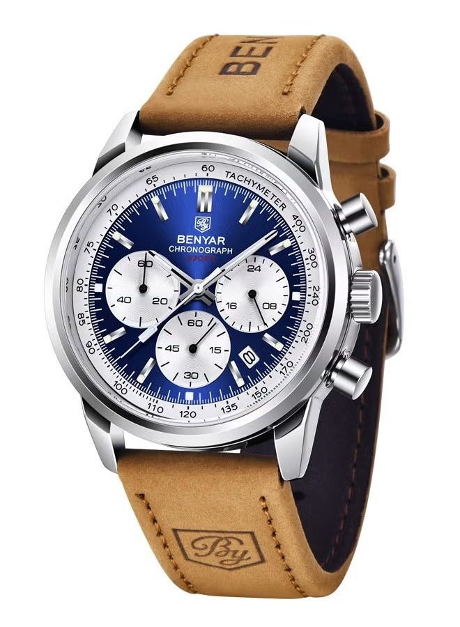 BENYAR Men's watches waterproof watches men's multifunctional chronograph fashion business work leisure watch calendar BY-5188 - Image 1