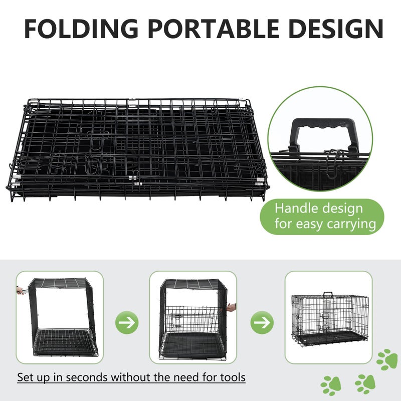 FDW Dog Crate 36-Inch Dog Cage Foldable Metal Kennel with Leakproof Tray Foldable Design Indoor Outdoor Use for Medium Dogs,Dark Black - Image 5