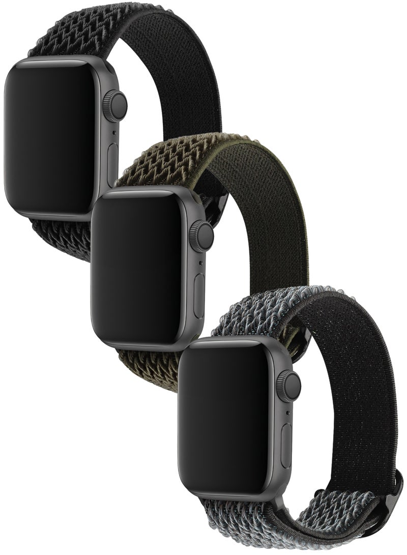 Umiwin 3 Pieces Braided Solo Loop Stretchy Strap Compatible with Apple Watch Band SE 38/40/41mm S10 42mm iWatch Series 9/8/7/6/5/4/3/2/1 iWatch Band  - Image 1