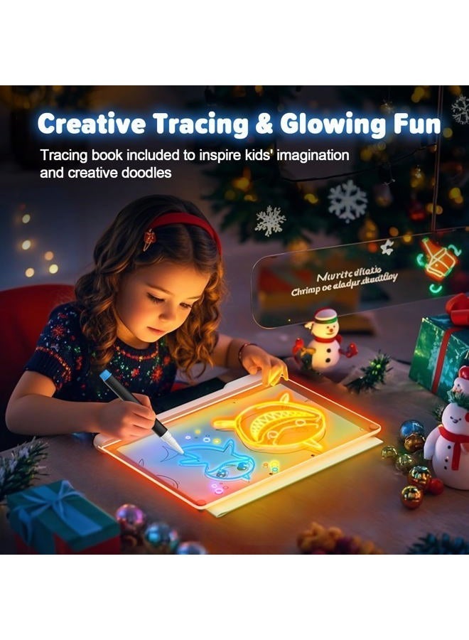 Geokay 16-Inch Rechargeable Doodle Glow LED Note Board, 7-Color Light Modes, Neon Art Dry Erase Light Up Drawing Pad with Built-in Stand, Sketching Gift Toy for Kids/Girls/Teens, 5 Markers & Tracing Book - Image 3