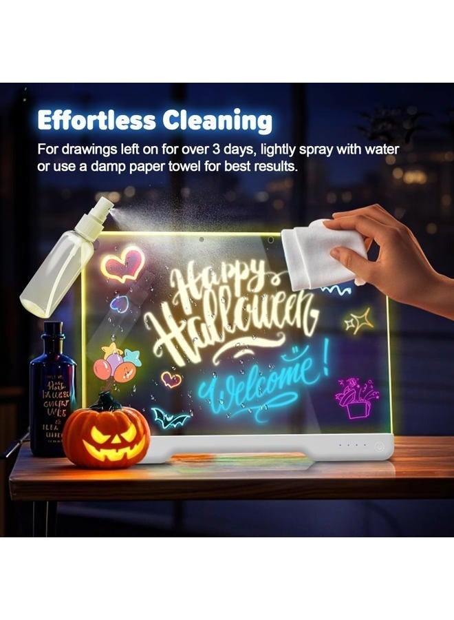 Geokay 16-Inch Rechargeable Doodle Glow LED Note Board, 7-Color Light Modes, Neon Art Dry Erase Light Up Drawing Pad with Built-in Stand, Sketching Gift Toy for Kids/Girls/Teens, 5 Markers & Tracing Book - Image 4