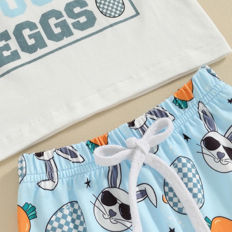 Okbabeha Toddler Baby Boy Easter Outfit Mr Steal Your Eggs Shirt Carrot Bunny Shorts 2Pcs Boys Easter Clothing Set 6M-4T (Mr Steal Your Eggs-Blue, 18-24 Months) - Image 5