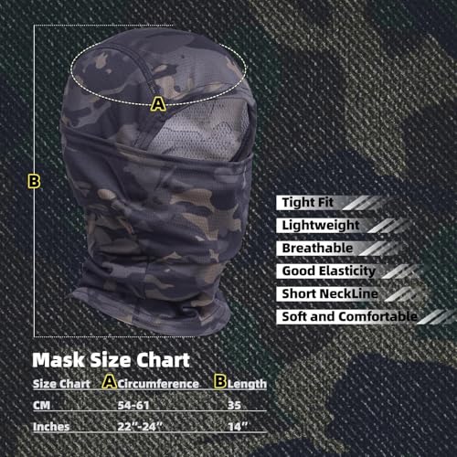 XY3545HS Camo Balaclava Face Mask for Man and Women-Hunting，Skiing，Motorcycle Windproof，UV Protection&Military Training - Image 3