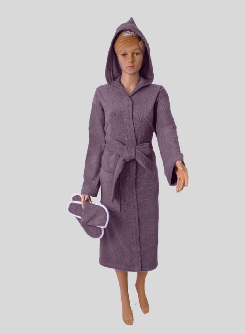 Banotex Luxurious Egyptian cotton bathrobe in purple, suitable for men and women, comes with a cape, slippers, and a waist belt Available in sizes to suit everyone.  - Image 1
