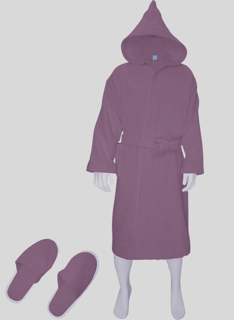 Banotex Luxurious Egyptian cotton bathrobe in purple, suitable for men and women, comes with a cape, slippers, and a waist belt Available in sizes to suit everyone.  - Image 2