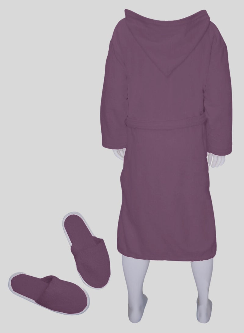 Banotex Luxurious Egyptian cotton bathrobe in purple, suitable for men and women, comes with a cape, slippers, and a waist belt Available in sizes to suit everyone.  - Image 3