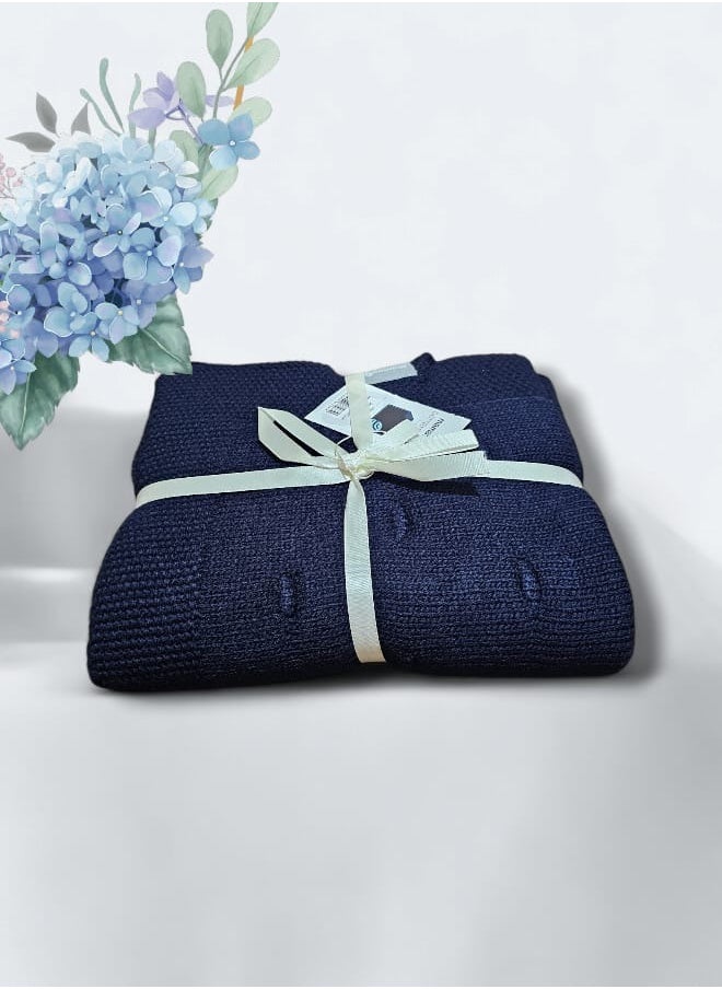 Mamas Gift DOTTED BLANKET 80*100 كحلي  - Image 1