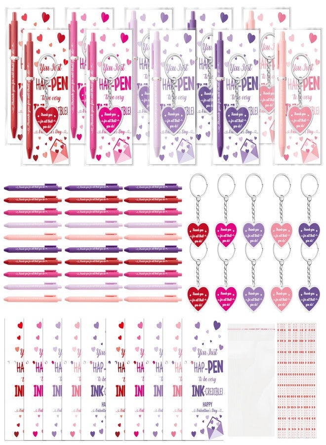 ANGOLIO Valentine's Day Employee Appreciation Gifts - 30 Sets Happy Valentines Bookmarks Pens Heart Keychains Bulk Pink Motivational Thank You Gifts for Team Staff Coworkers Employees Teachers Nurses - Image 1