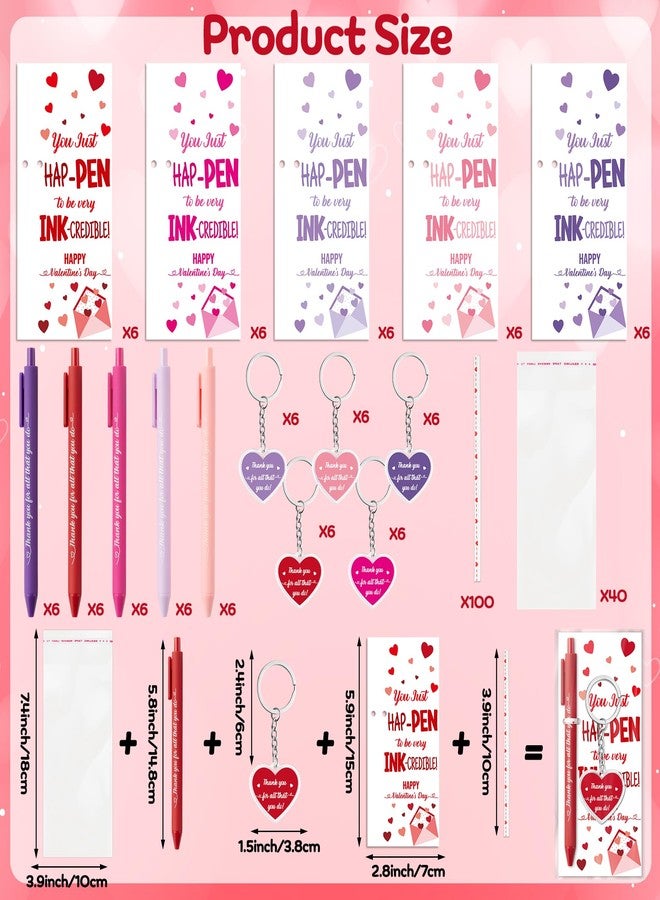 ANGOLIO Valentine's Day Employee Appreciation Gifts - 30 Sets Happy Valentines Bookmarks Pens Heart Keychains Bulk Pink Motivational Thank You Gifts for Team Staff Coworkers Employees Teachers Nurses - Image 2