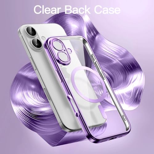 VONZEE Electroplating Transparent Clear Logo Back Cover TPU Compatible with iPhone 17 Case, Compatible with Magsafe, Full Body & Individual Camera Protection for Each Lens for Men & Women (Purple) - Image 4