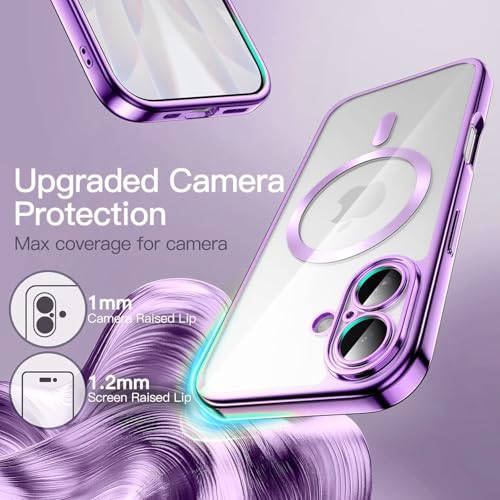 VONZEE Electroplating Transparent Clear Logo Back Cover TPU Compatible with iPhone 17 Case, Compatible with Magsafe, Full Body & Individual Camera Protection for Each Lens for Men & Women (Purple) - Image 5
