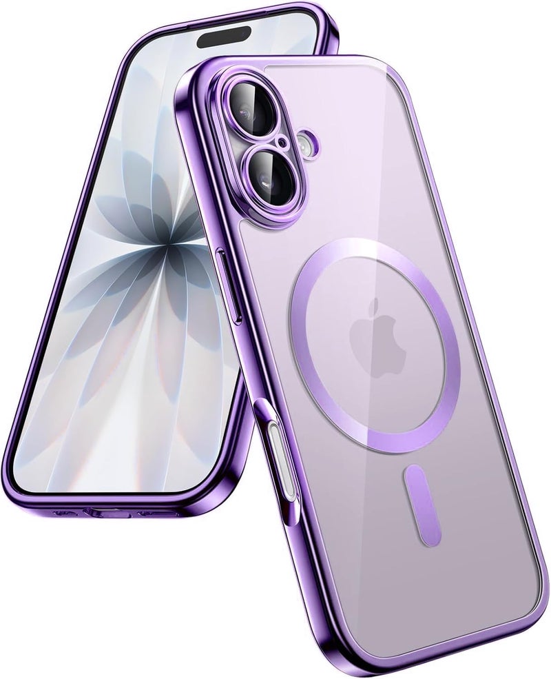 VONZEE Electroplating Transparent Clear Logo Back Cover TPU Compatible with iPhone 17 Case, Compatible with Magsafe, Full Body & Individual Camera Protection for Each Lens for Men & Women (Purple) - Image 1