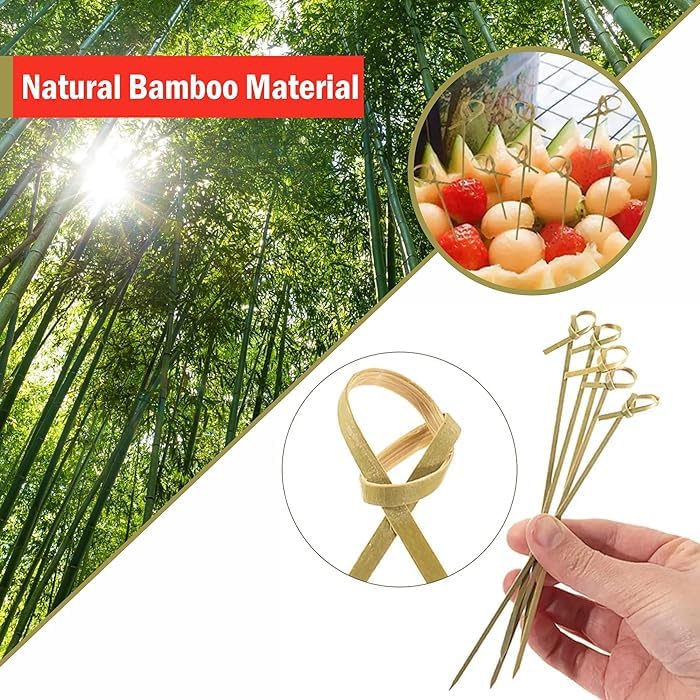 DEERA 6 Inch Bamboo Knot Sticks – Eco-Friendly Appetizer & Cocktail Skewers – Pack of 100 - Image 3