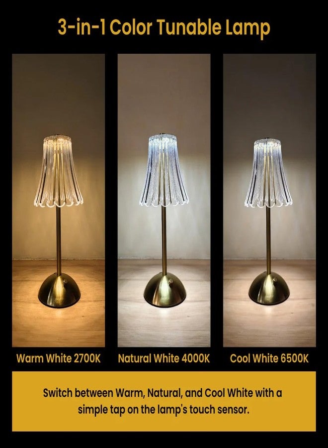 Chronos Flora Cordless LED Table Lamp - USB Rechargeable Portable Touch Control Dimmable 3 Light Color Tunable Table Lamp for Hotel, Cafe, Restaurant or Home for Bedside, Center or Dining - Image 2