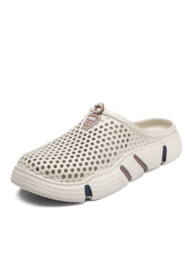 NIBEMINENT Men's Summer Outdoor Wear Anti-Slip Odor-Resistant Mesh Hollow out Beach Shoes Lazy One-Step Soft Bottom Semi-Slippers - Image 1