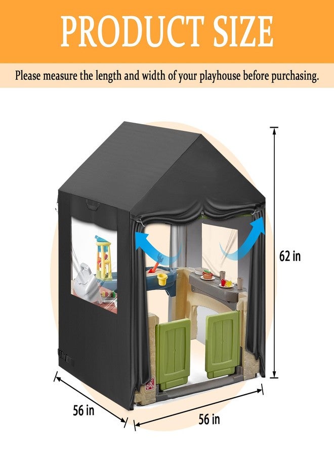 Iceberg Elf Playhouse Cover, 56" L X 56" W X 62" H Suitable for Outdoor Step2 Playhouse and Other Brands of Playhouses of The Same Size (Black), Transparent Window with Zipper, 640D Waterproof Oxford Fabric - Image 2