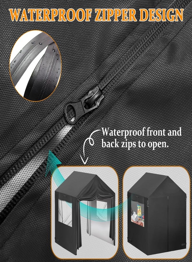Iceberg Elf Playhouse Cover, 56" L X 56" W X 62" H Suitable for Outdoor Step2 Playhouse and Other Brands of Playhouses of The Same Size (Black), Transparent Window with Zipper, 640D Waterproof Oxford Fabric - Image 4
