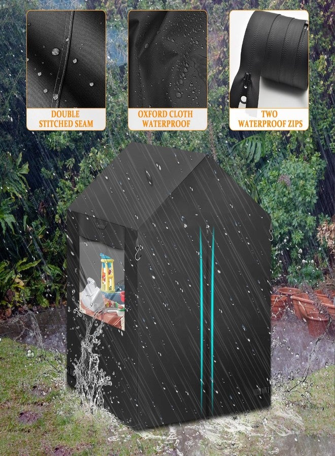 Iceberg Elf Playhouse Cover, 56" L X 56" W X 62" H Suitable for Outdoor Step2 Playhouse and Other Brands of Playhouses of The Same Size (Black), Transparent Window with Zipper, 640D Waterproof Oxford Fabric - Image 5