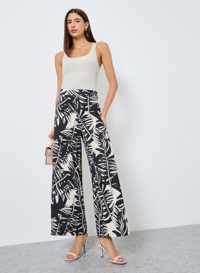 Take Two Women Leaf Print Wide Leg Pants - Image 1
