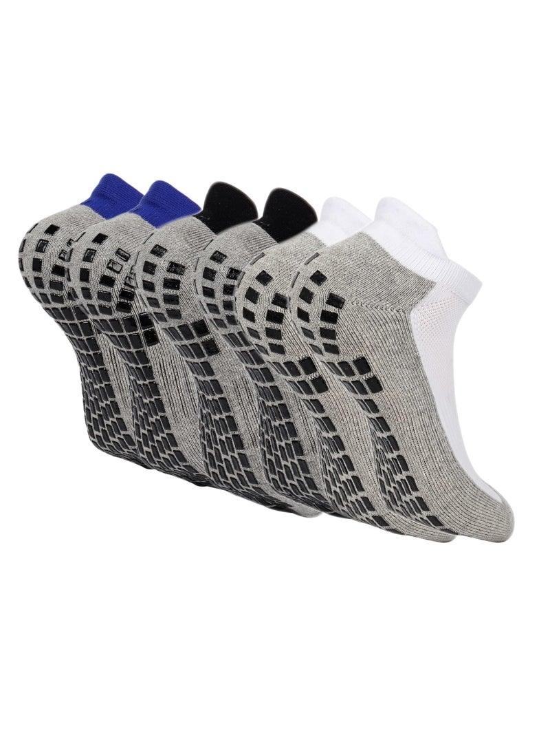 KASTWAVE Non Slip Grip Socks for Women and Men Athletic Slipper Ankle Socks Cushioned Breathable for Yoga Running Ballet Pilates Sportststs 3 Pairs EU 38-46 - Image 1