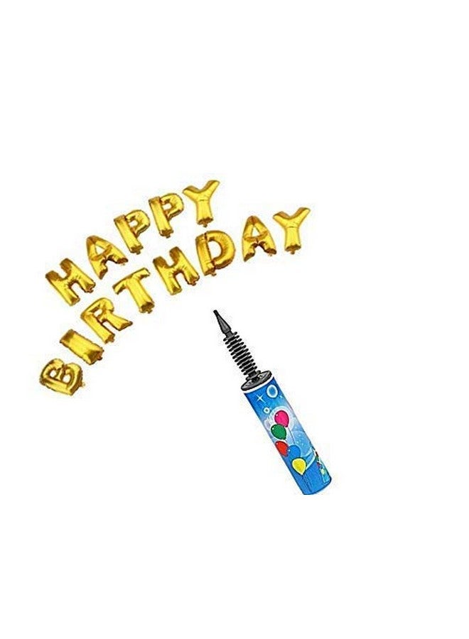 Balloonistics Golden Happy Birthday Foil Balloons with Pump - Image 1
