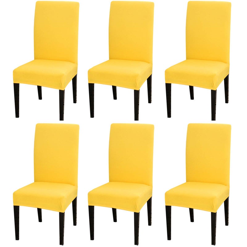 6 Pack Dining Chair Covers Stretch Spandex Removable Washable Protector Chair Slipcovers for Dining Room Kitchen Hotel Yellow