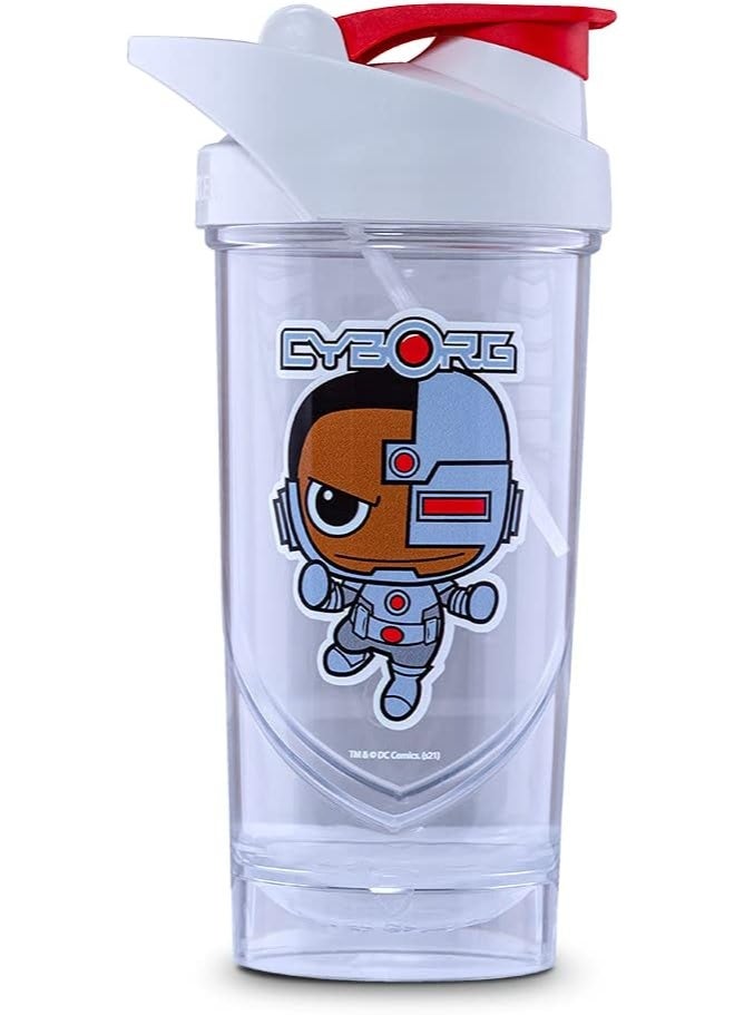 شيلدمكسر زجاجة خلط هيرو برو سايبورغ ميني كلاسيك 700 مل - خالية من مادة BPA، مانعة للتسرب، مناسبة للياقة البدنية والبروتين، لون أبيض - Image 1