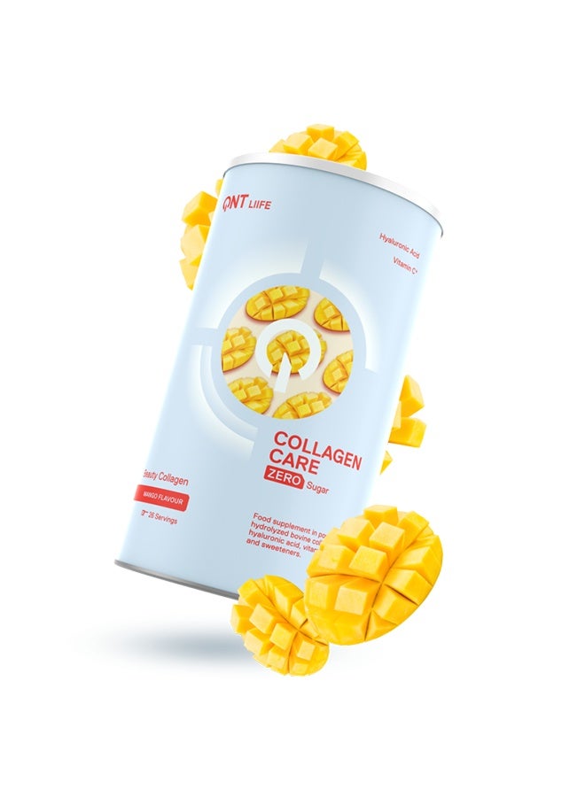 QNT COLLAGEN CARE Powder | 390g | Mango Flavour, Hydrolysed Collagen, Vit C & Hyaluronic Acid - Image 1