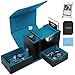Stepane MTG Deck Box for Commander Display with Dice Tower Fits 100 DoubleSleeved Cards for TCGPTCG Multifunctional Card Storage Box with a 35PT Magnetic Card Holder Black Cyan - Image 3