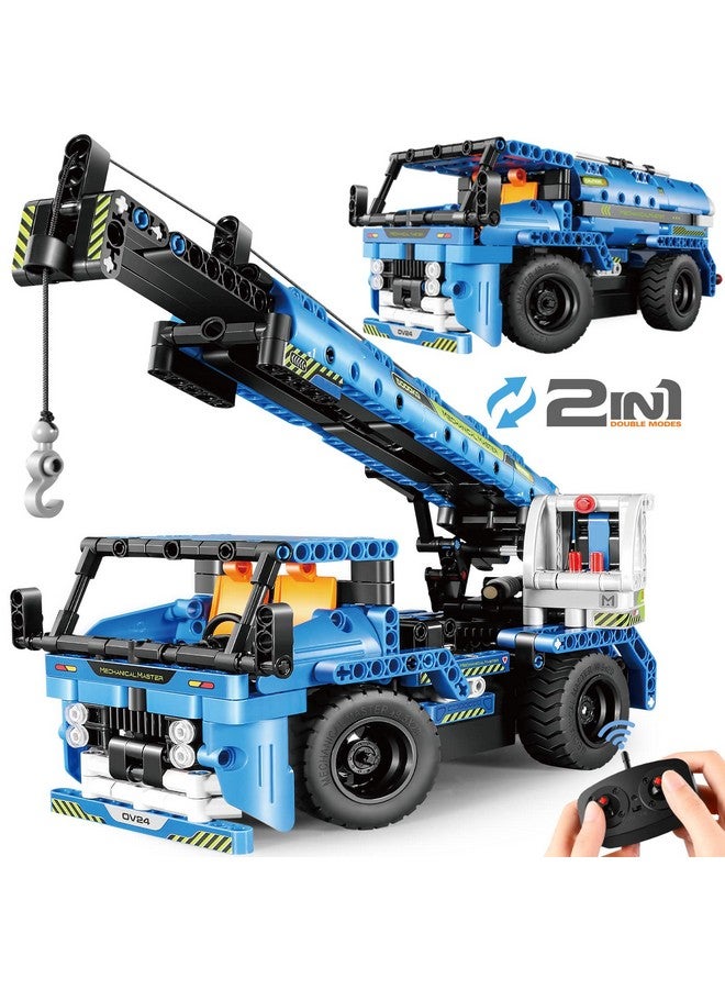 Dolive Remote Control Building Toys For 79 Year Old Boys 2In1 Technic Vehicle Building Kits For Kids 812 Construction Erector Set Crane Truck Build Model For Boys Girls - Image 1