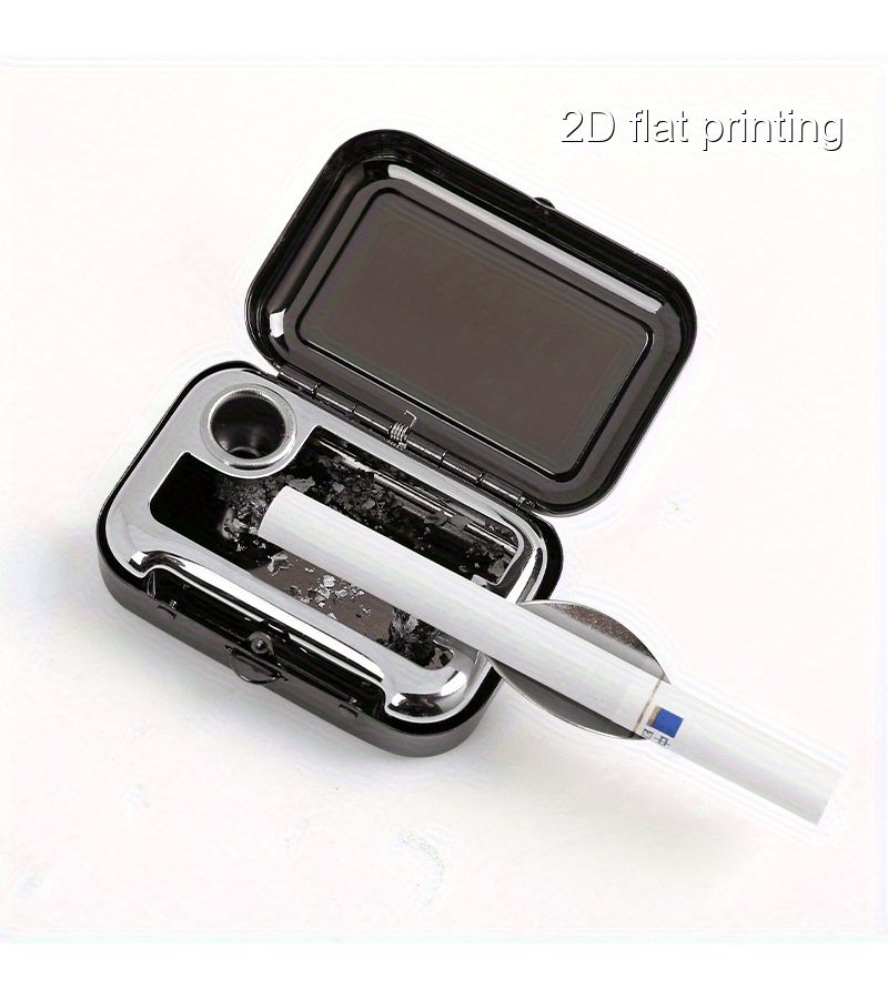 Black Leopard Print Portable Ashtray Metal Box for Men Outdoor Car Use - Image 4