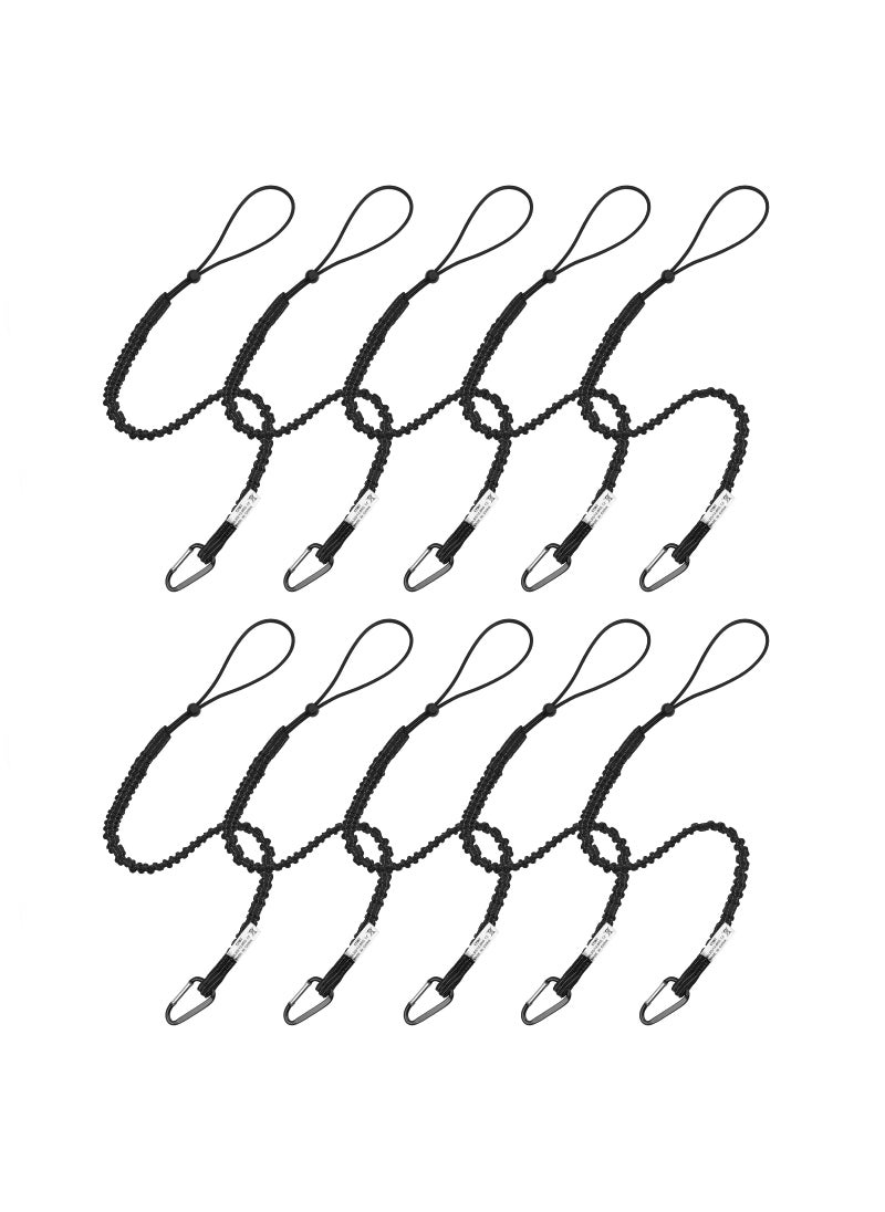 CYSKY Tool Lanyards 10 Pack Safety Tool Leash Retractable Bungee Cord with Aluminum Lock Carabiner and Adjustable Loop End Maximum Weight Limit 136KG  30lb Fall Restraint with Shock Cord Stopper 
