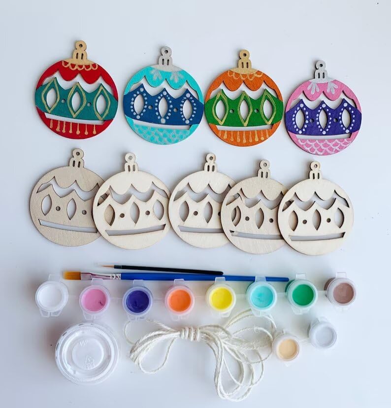 printfry printfry Wooden Christmas Ornaments to Paint 12PCS DIY Blank Gloves Cutouts Unfinished Wood Ornament for Crafts Hanging Christmas Decorations Wood Discs Ornament for Home Autumn Winter Style 2 - Image 1