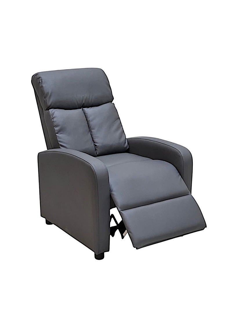 مفروشات صابر واخوانه (ذ.م.م) SBF Single Seater PU Leather Recliner Chair – Manual Reclining Sofa with Modern Design & Soft Padding – Comfortable One-Seater Lounge Chair for Living Room & Home Relaxation, Grey  - Image 3