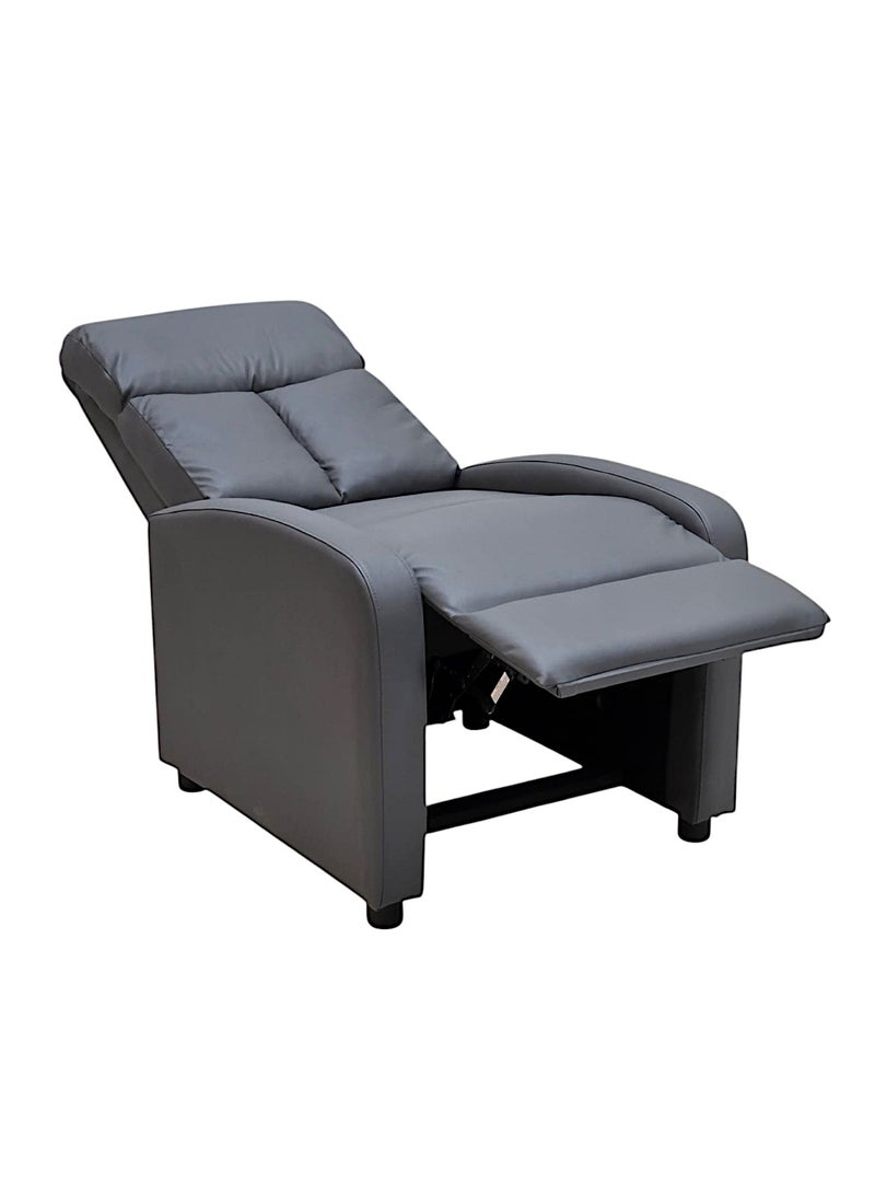 مفروشات صابر واخوانه (ذ.م.م) SBF Single Seater PU Leather Recliner Chair – Manual Reclining Sofa with Modern Design & Soft Padding – Comfortable One-Seater Lounge Chair for Living Room & Home Relaxation, Grey  - Image 4