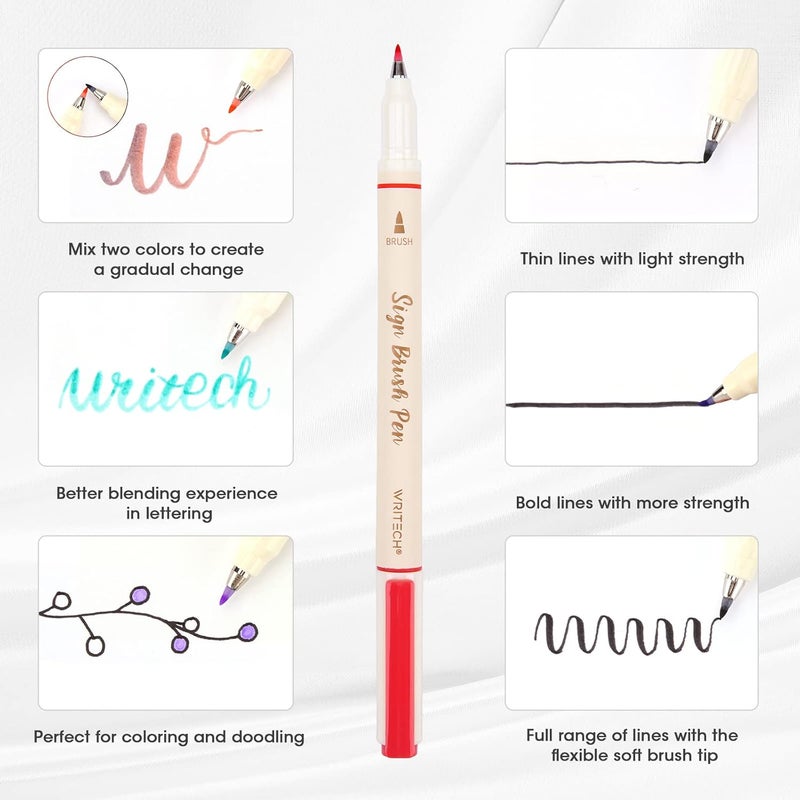 WRITECH Brush Tip Marker Pens: Artist Markers Flexible Tip Water Based 12ct Assorted Colors for Journaling Adult Coloring Hand Lettering Calligraphy Drawing Vibrant Colored - Image 5