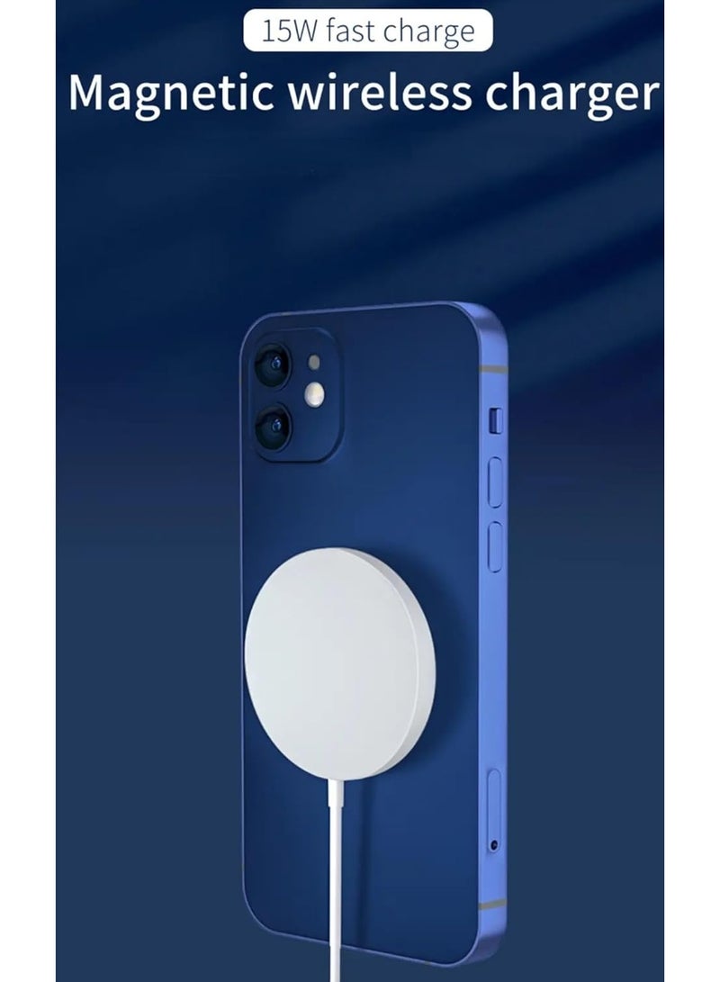 MUNTAQI لوحة شحن لاسلكي مغناطيسية سريعة 15 واط – لوحة شحن لاسلكي متوافقة مع MagSafe لهواتف iPhone 15/14/13/12، شاحن مغناطيسي محمول نحيف مع كابل USB-C للأجهزة المدعومة بتقنية Qi - Image 2