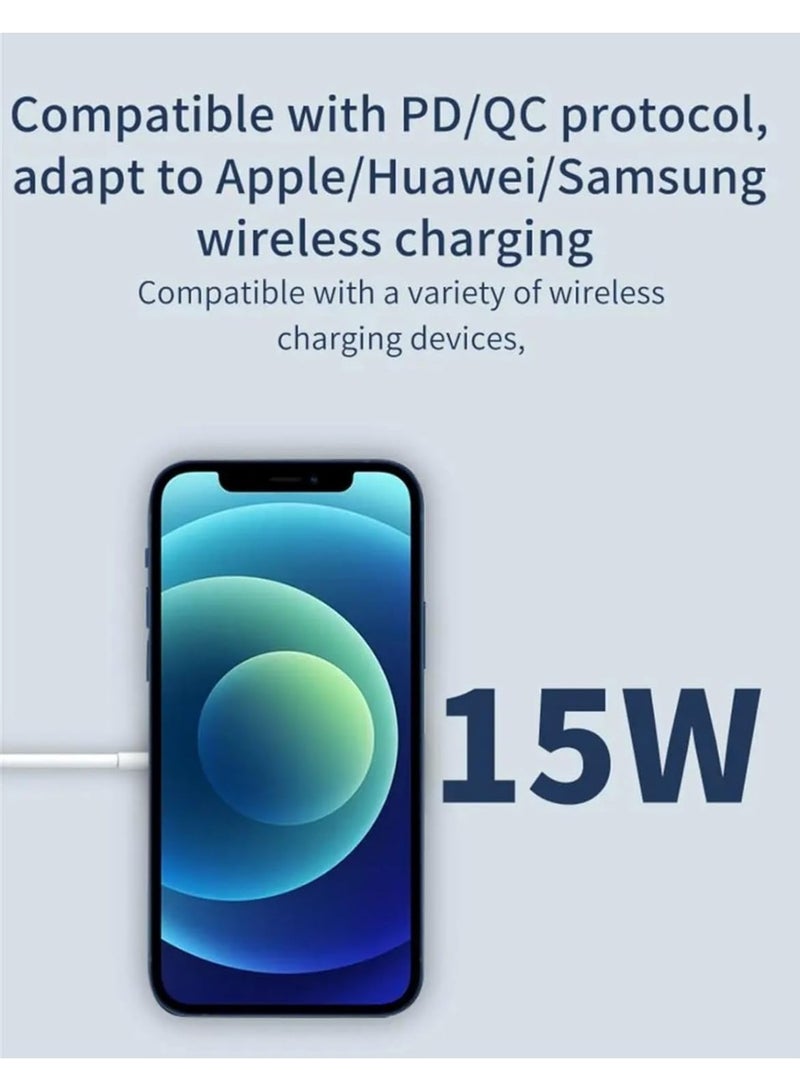 MUNTAQI لوحة شحن لاسلكي مغناطيسية سريعة 15 واط – لوحة شحن لاسلكي متوافقة مع MagSafe لهواتف iPhone 15/14/13/12، شاحن مغناطيسي محمول نحيف مع كابل USB-C للأجهزة المدعومة بتقنية Qi - Image 5